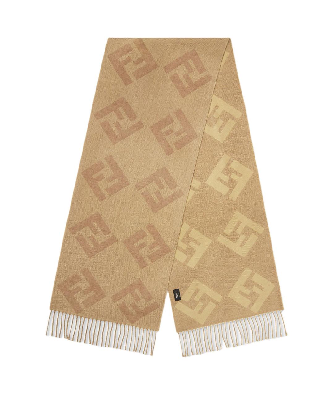 FENDI Бежевый шерстяной шарф, фото 1