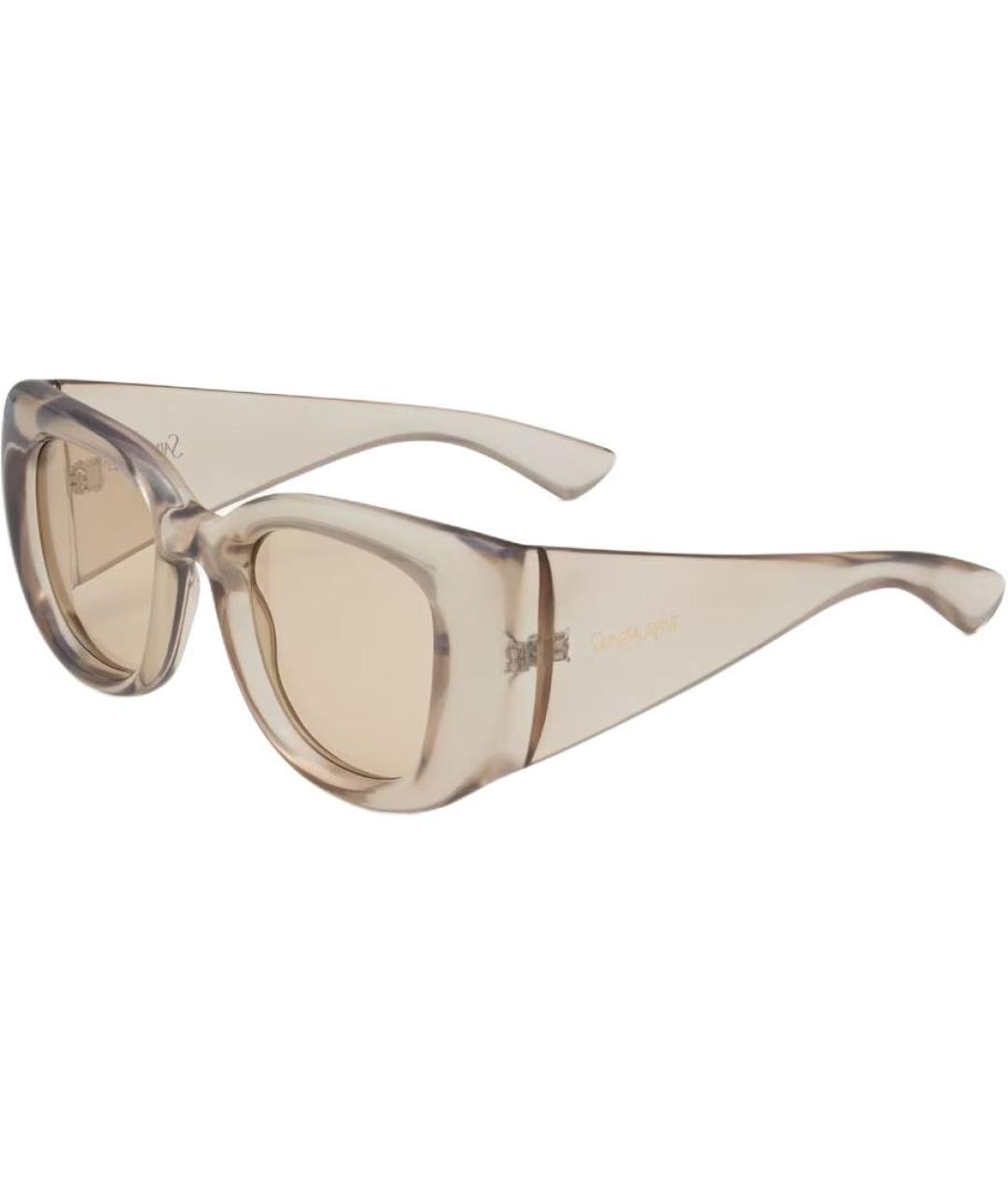 SAINT LAURENT Бежевые пластиковые солнцезащитные очки, фото 1