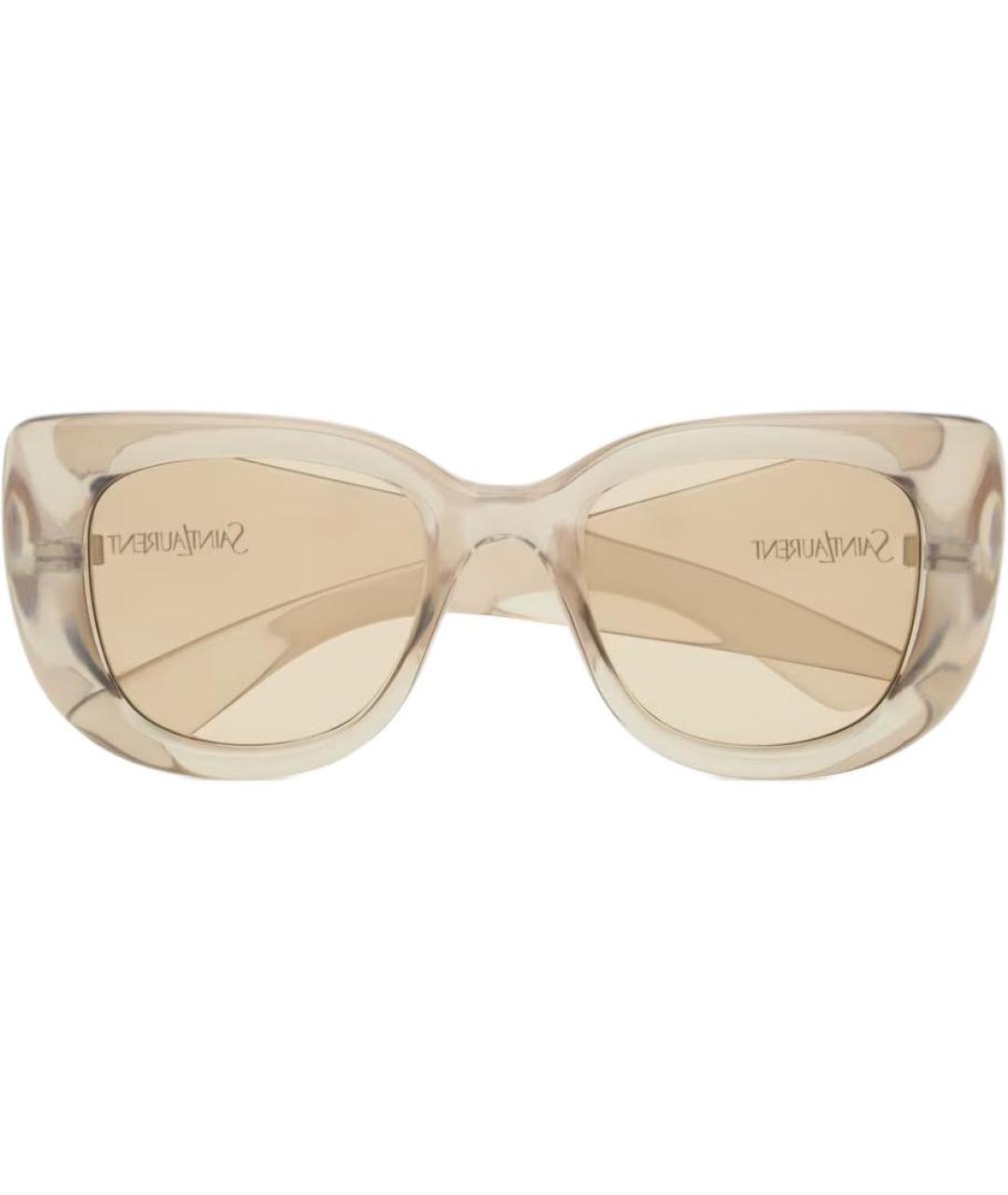 SAINT LAURENT Бежевые пластиковые солнцезащитные очки, фото 2