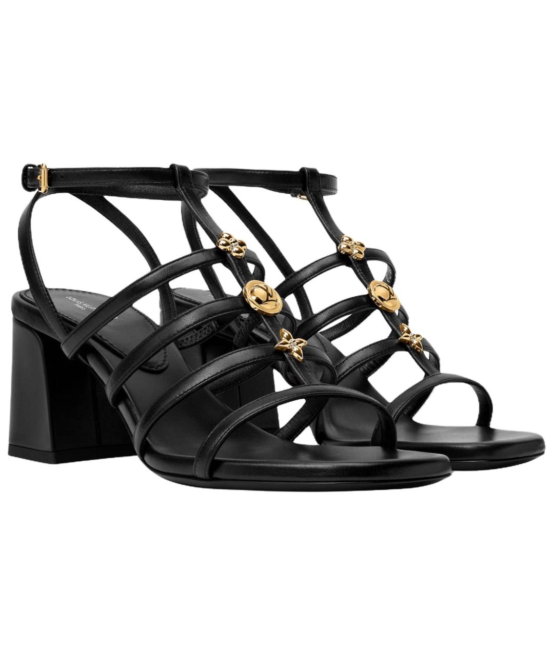 LOUIS VUITTON Черные кожаные босоножки, фото 3