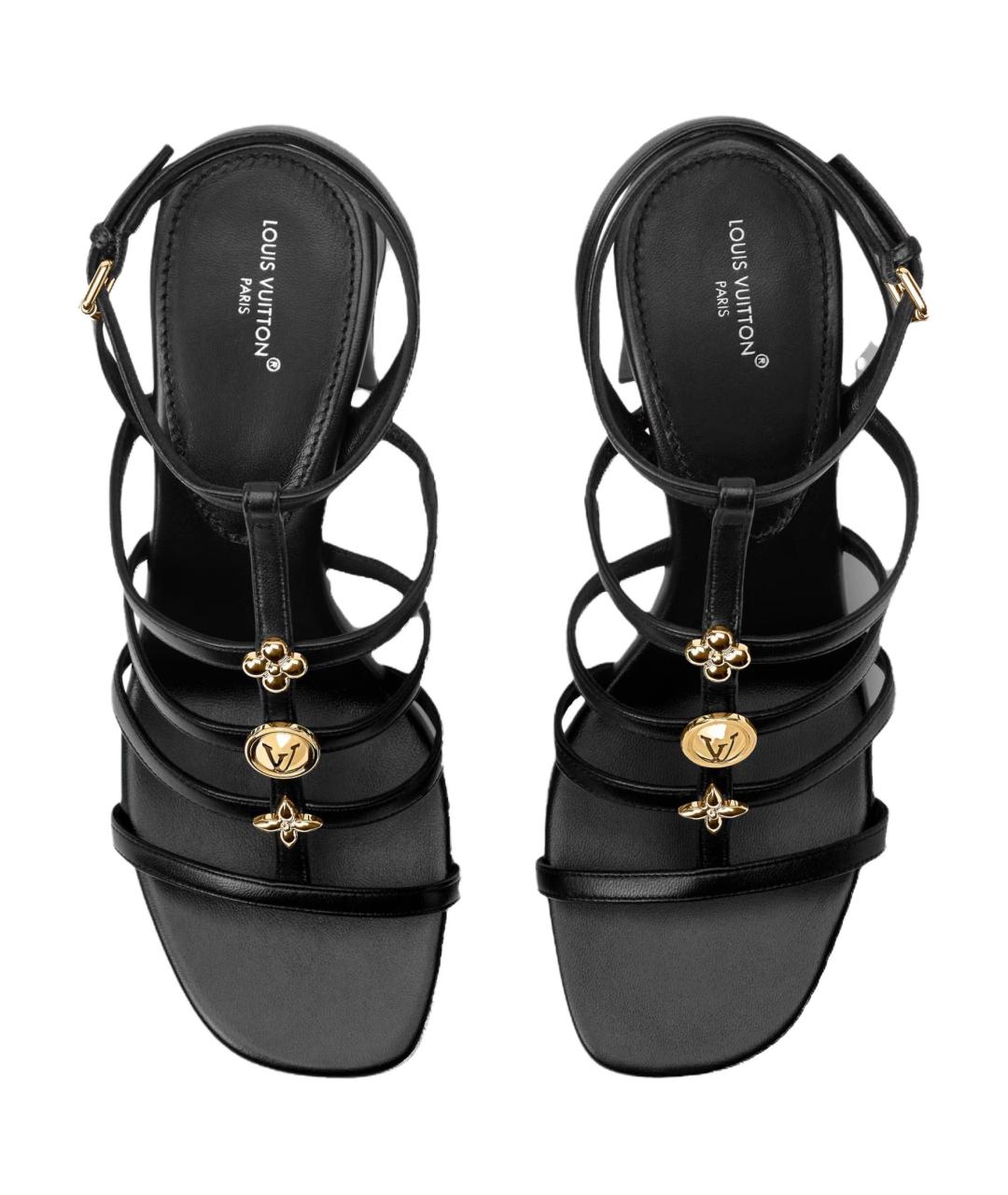 LOUIS VUITTON Черные кожаные босоножки, фото 4