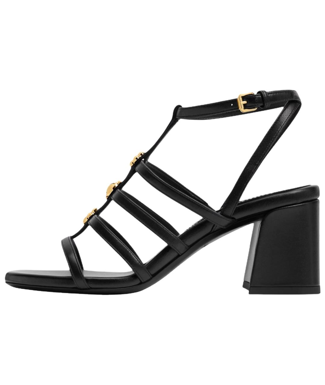 LOUIS VUITTON Черные кожаные босоножки, фото 2