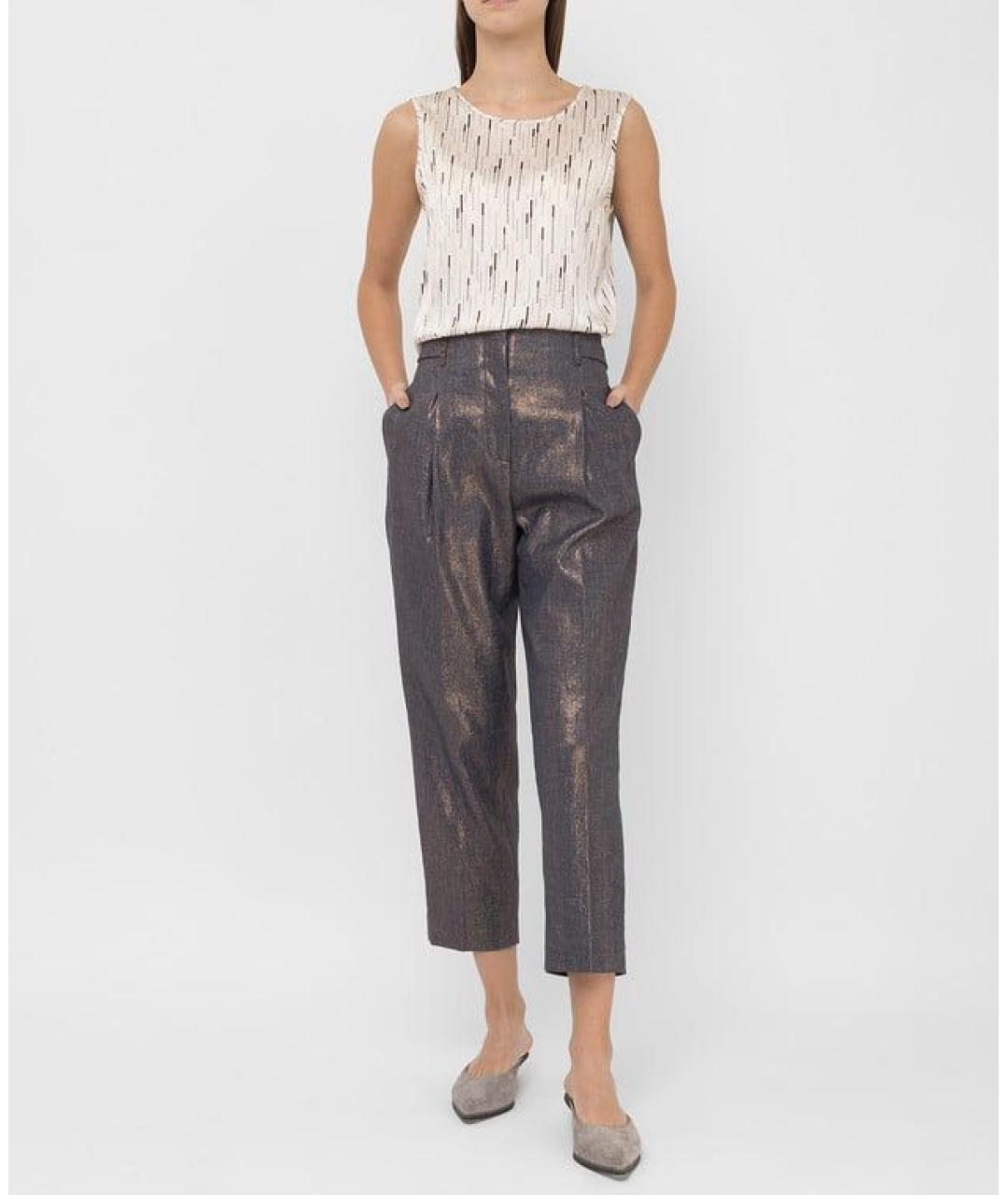 PESERICO Антрацитовые льняные прямые брюки, фото 5