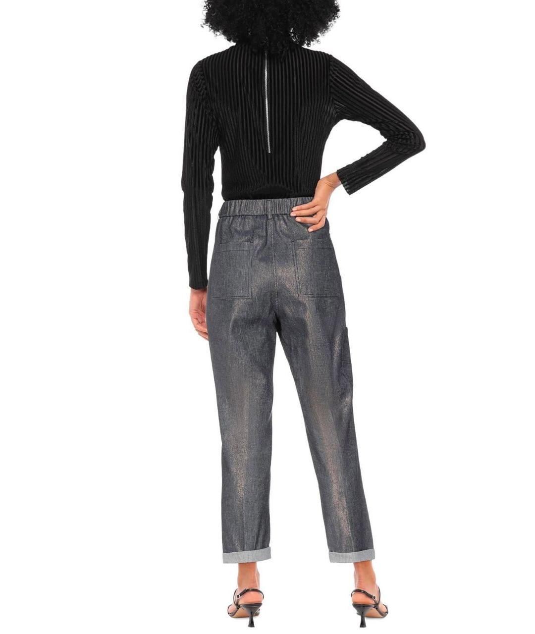PESERICO Антрацитовые льняные прямые брюки, фото 3