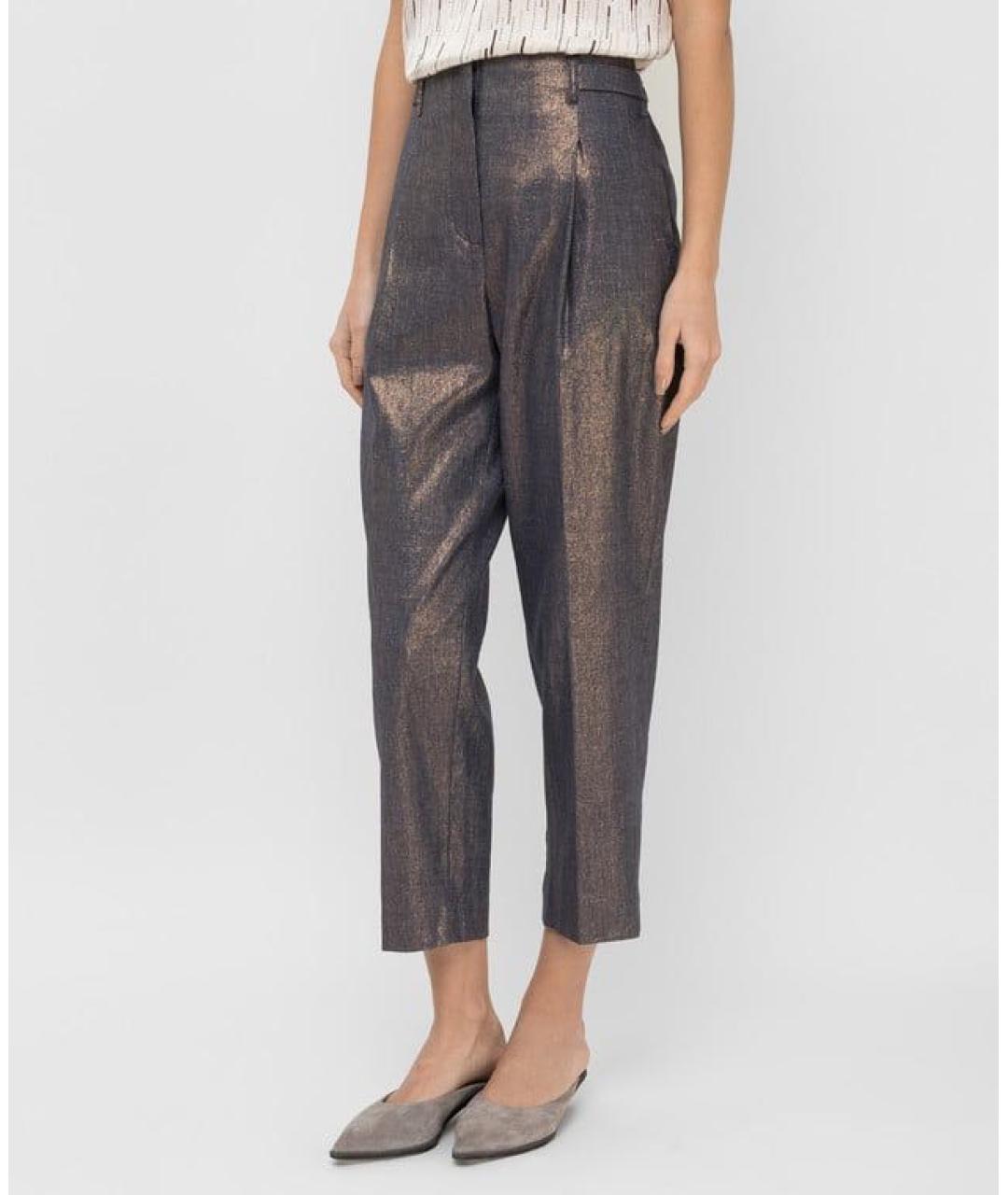 PESERICO Антрацитовые льняные прямые брюки, фото 4