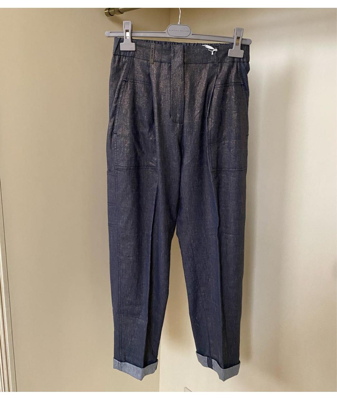 PESERICO Антрацитовые льняные прямые брюки, фото 6