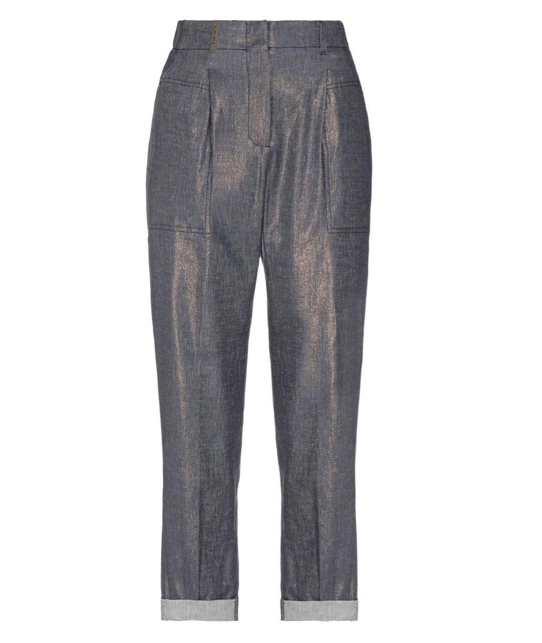 PESERICO Антрацитовые льняные прямые брюки, фото 1