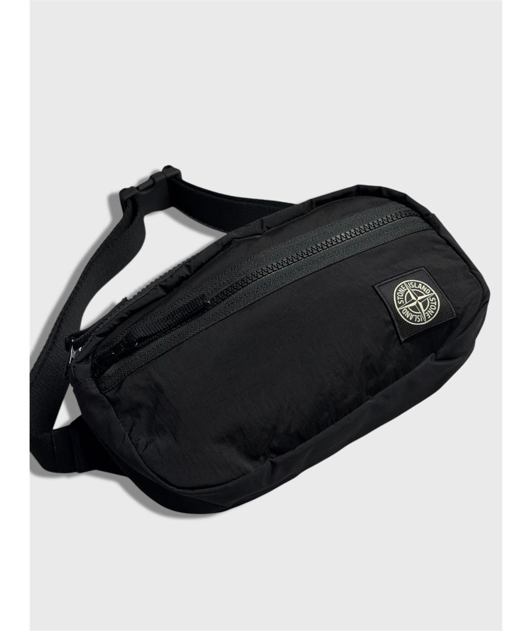 STONE ISLAND Черная тканевая поясная сумка, фото 3