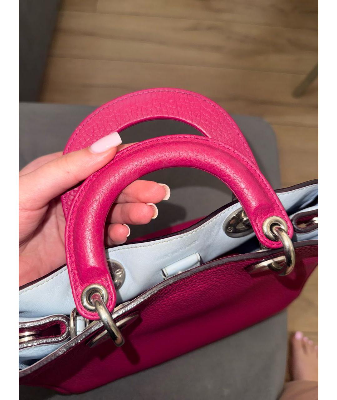 CHRISTIAN DIOR Фуксия кожаная сумка тоут, фото 5