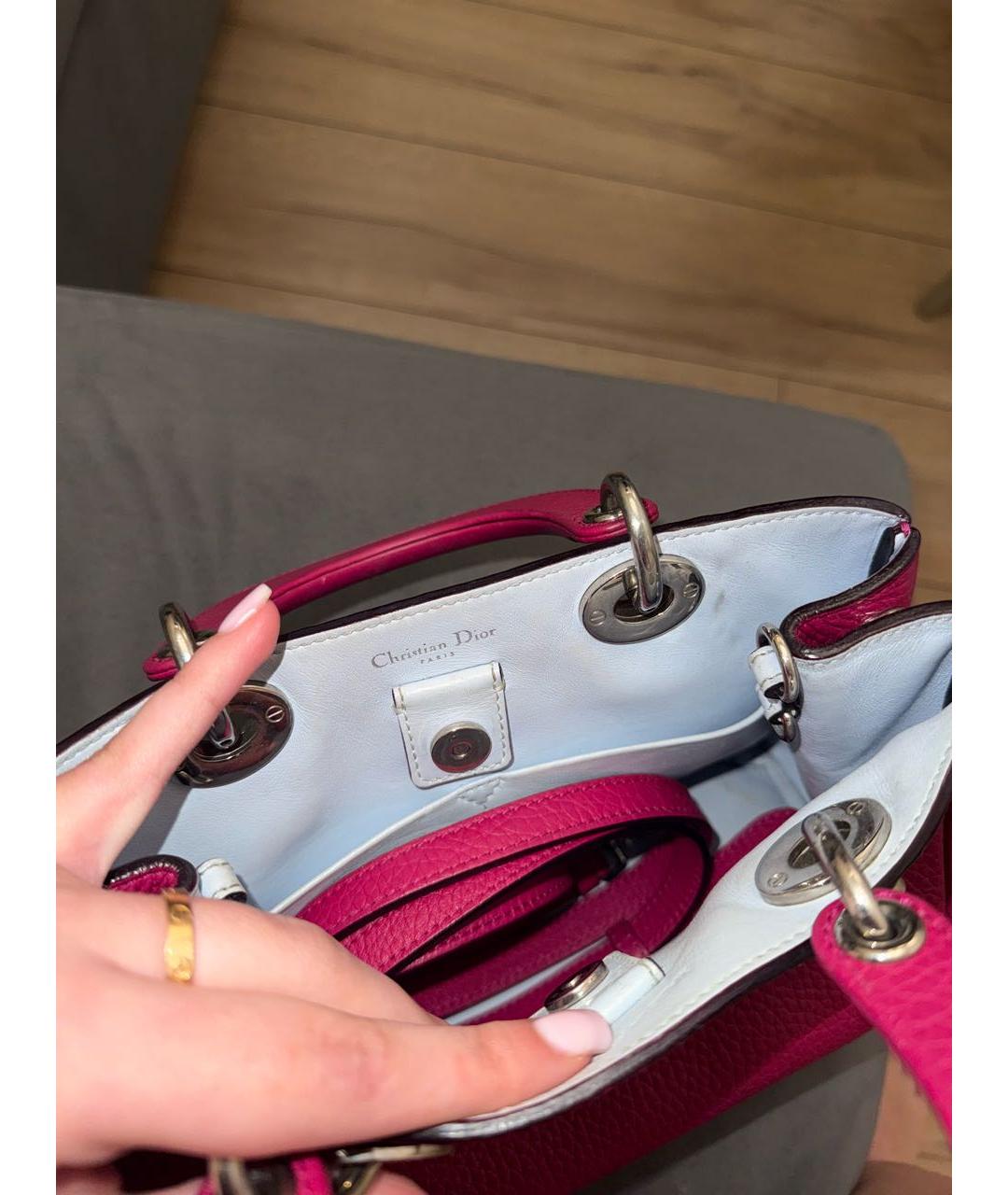 CHRISTIAN DIOR Фуксия кожаная сумка тоут, фото 7