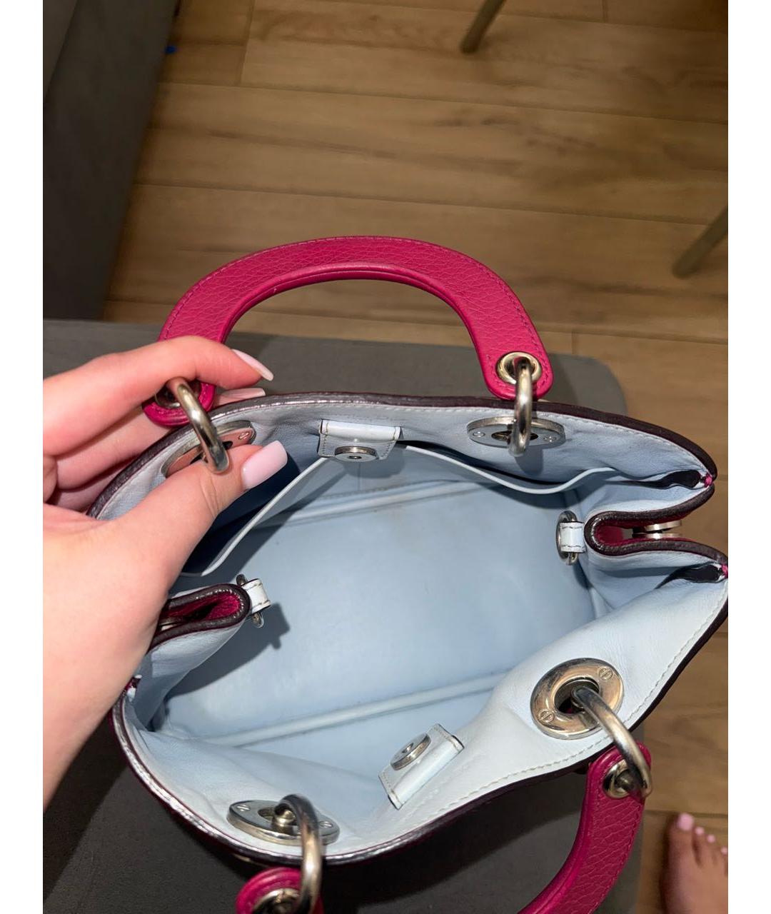 CHRISTIAN DIOR Фуксия кожаная сумка тоут, фото 8