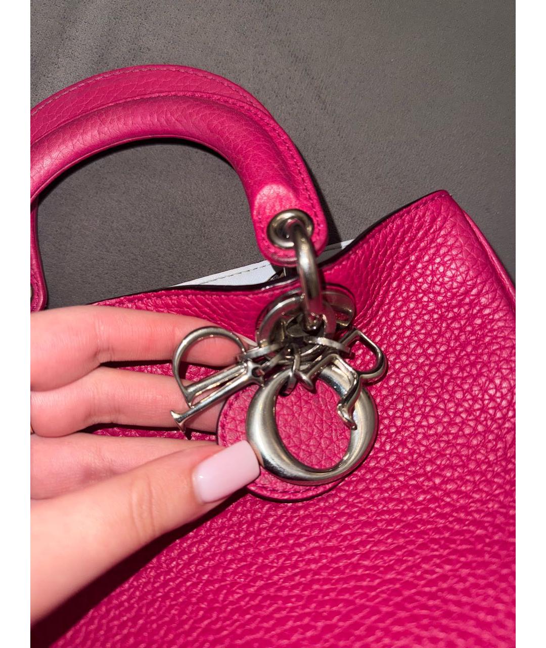 CHRISTIAN DIOR Фуксия кожаная сумка тоут, фото 6