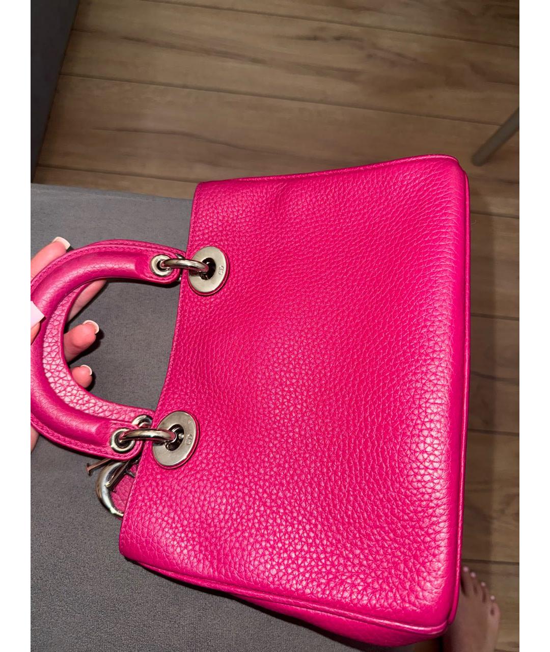 CHRISTIAN DIOR Фуксия кожаная сумка тоут, фото 4