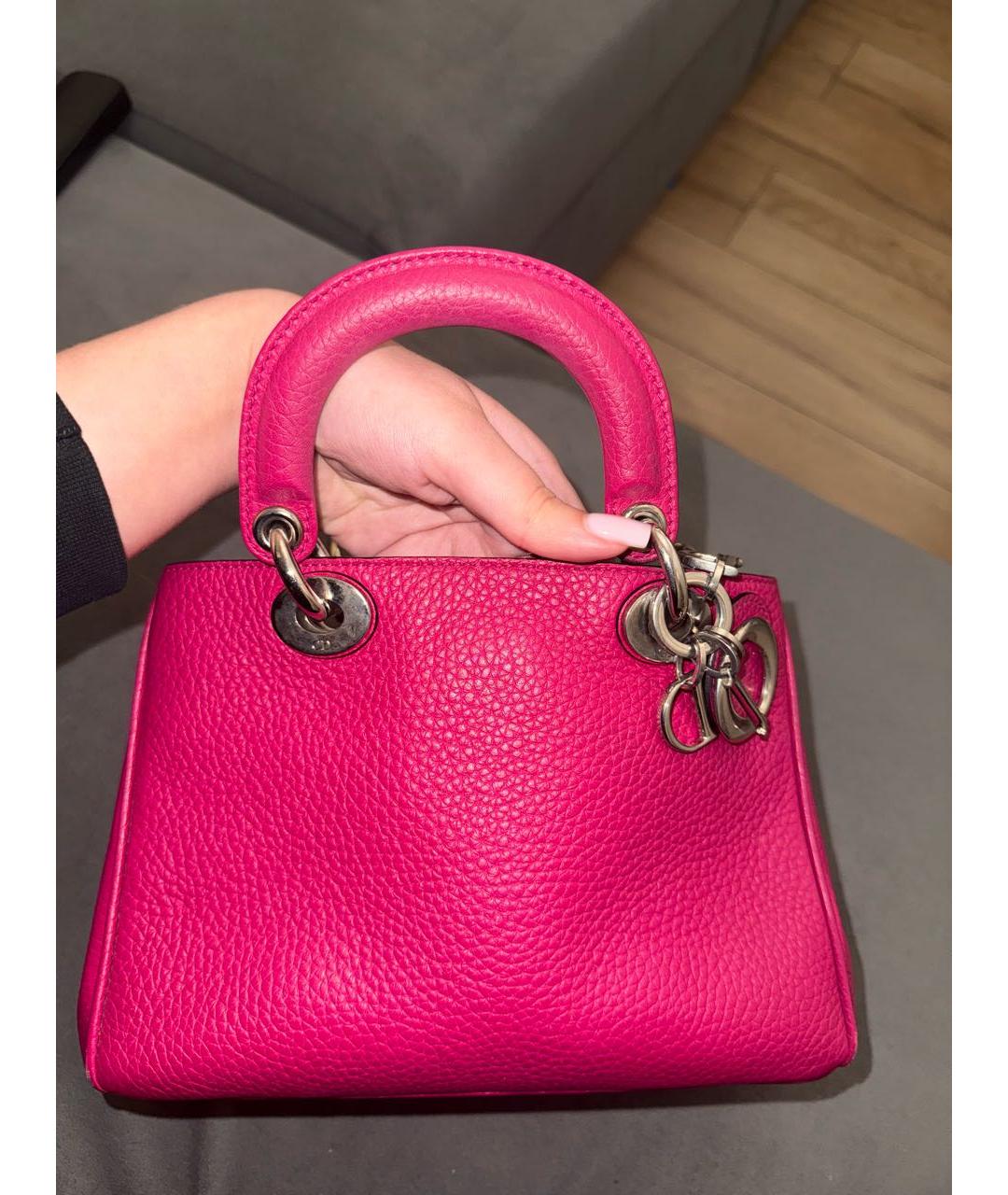 CHRISTIAN DIOR Фуксия кожаная сумка тоут, фото 9
