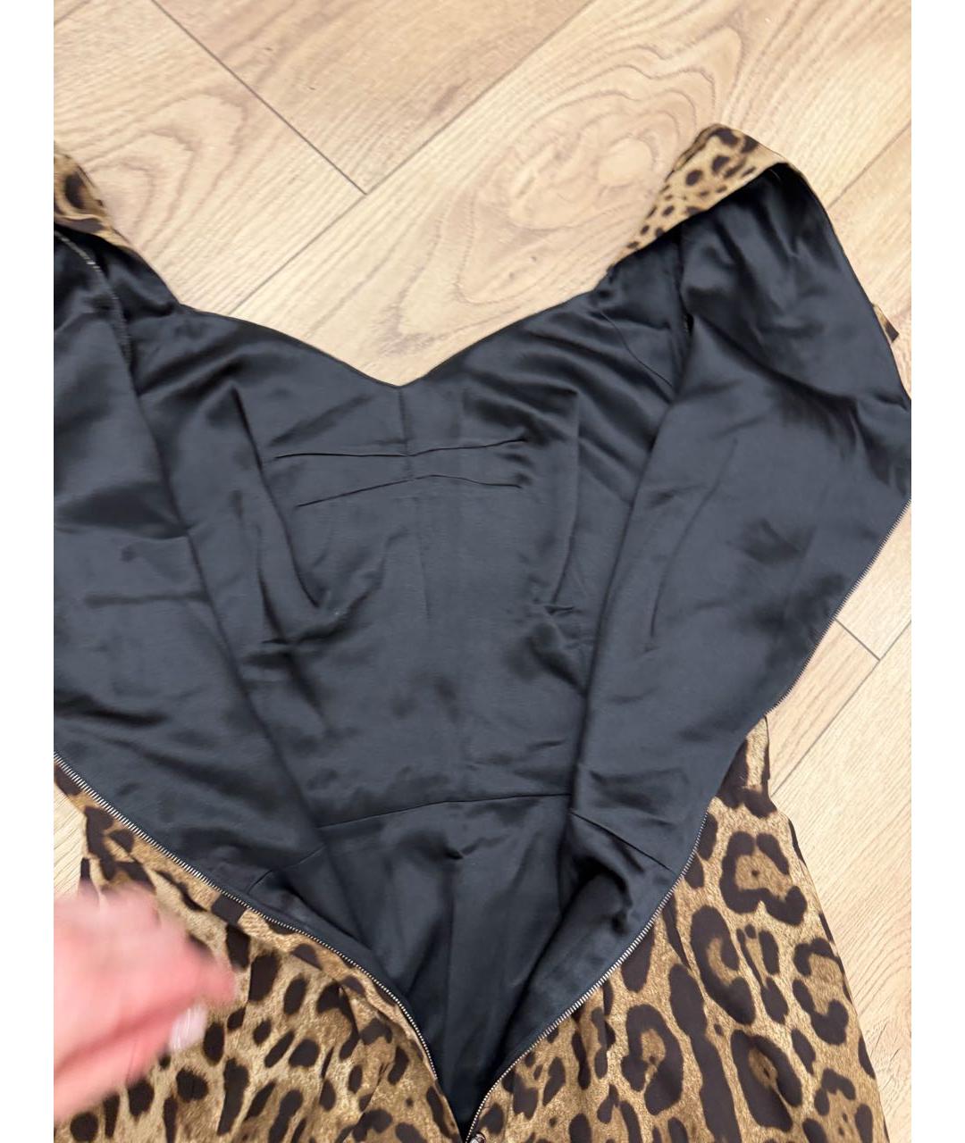 DOLCE&GABBANA Коричневое шелковое коктейльное платье, фото 4