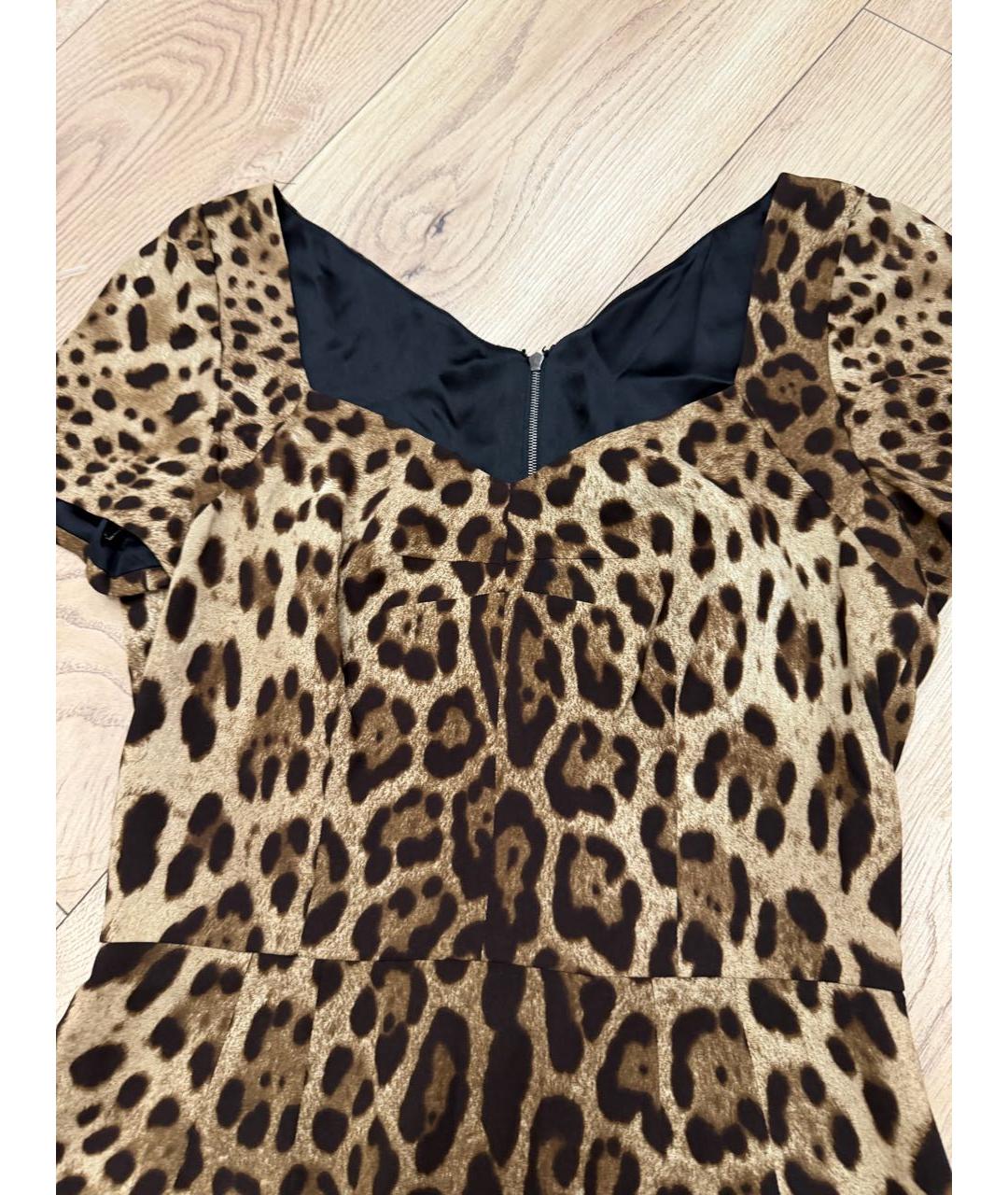 DOLCE&GABBANA Коричневое шелковое коктейльное платье, фото 6