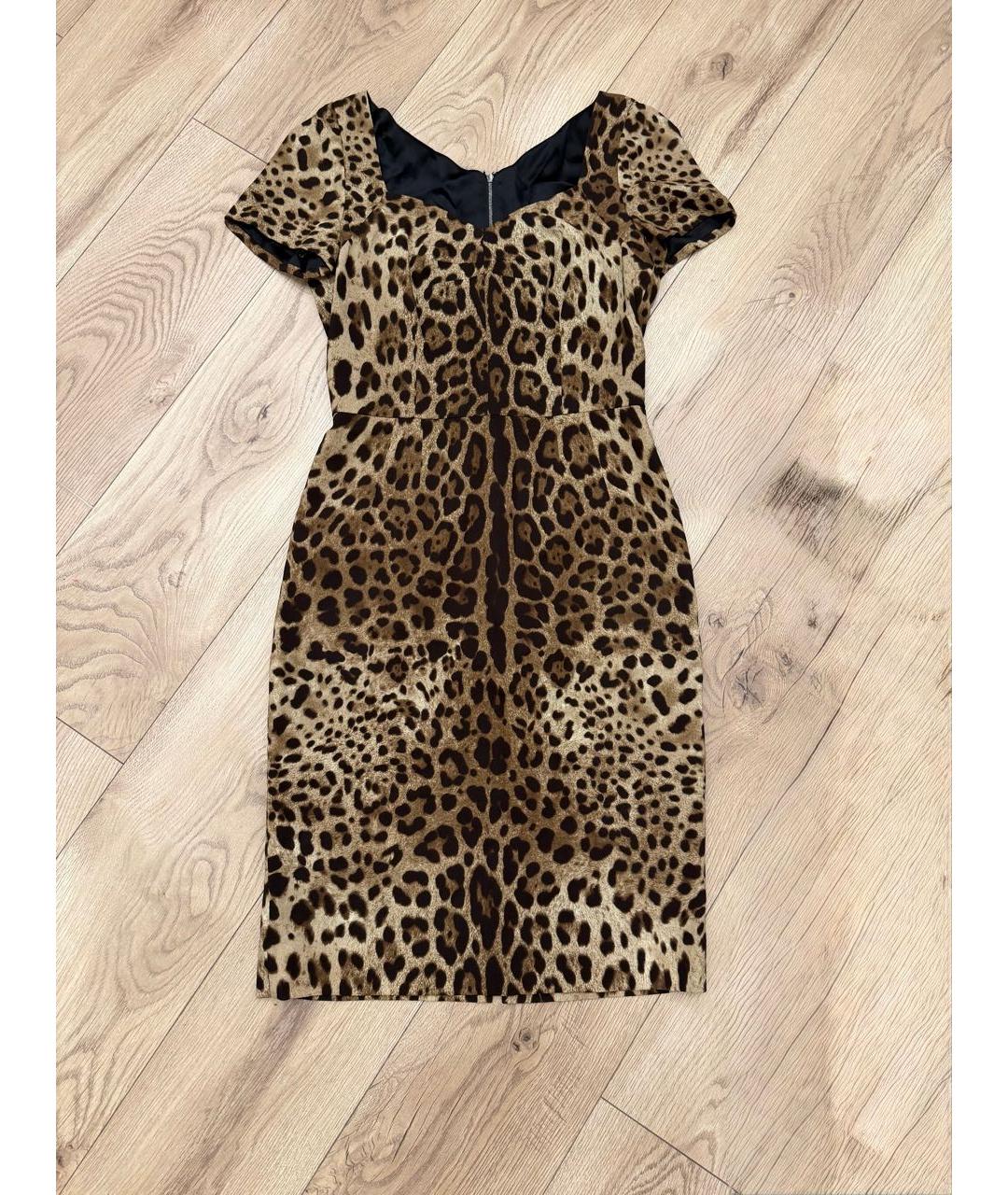 DOLCE&GABBANA Коричневое шелковое коктейльное платье, фото 8