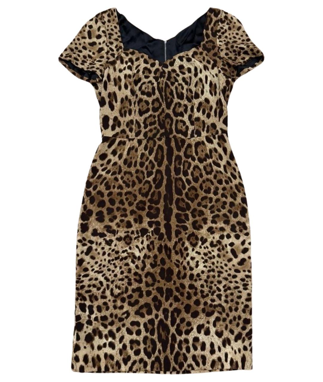 DOLCE&GABBANA Коричневое шелковое коктейльное платье, фото 9