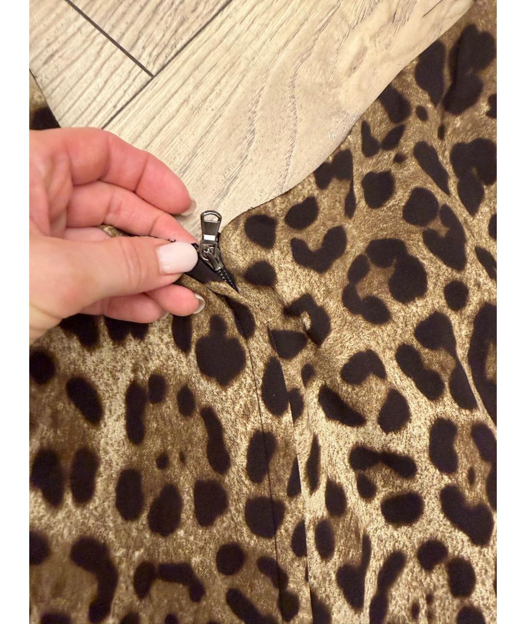 DOLCE&GABBANA Коричневое шелковое коктейльное платье, фото 3