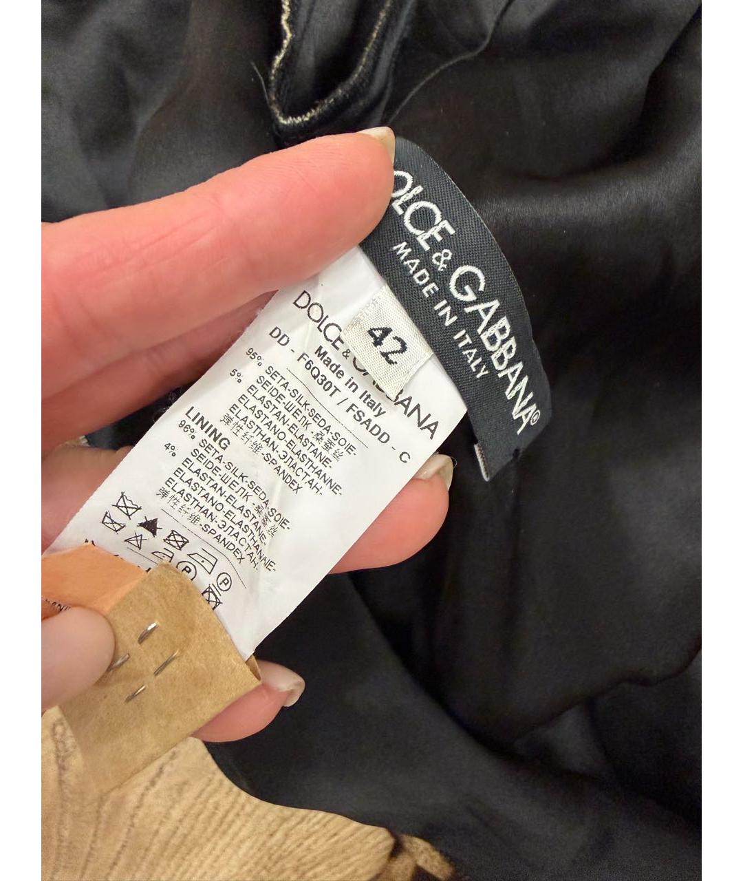 DOLCE&GABBANA Коричневое шелковое коктейльное платье, фото 2