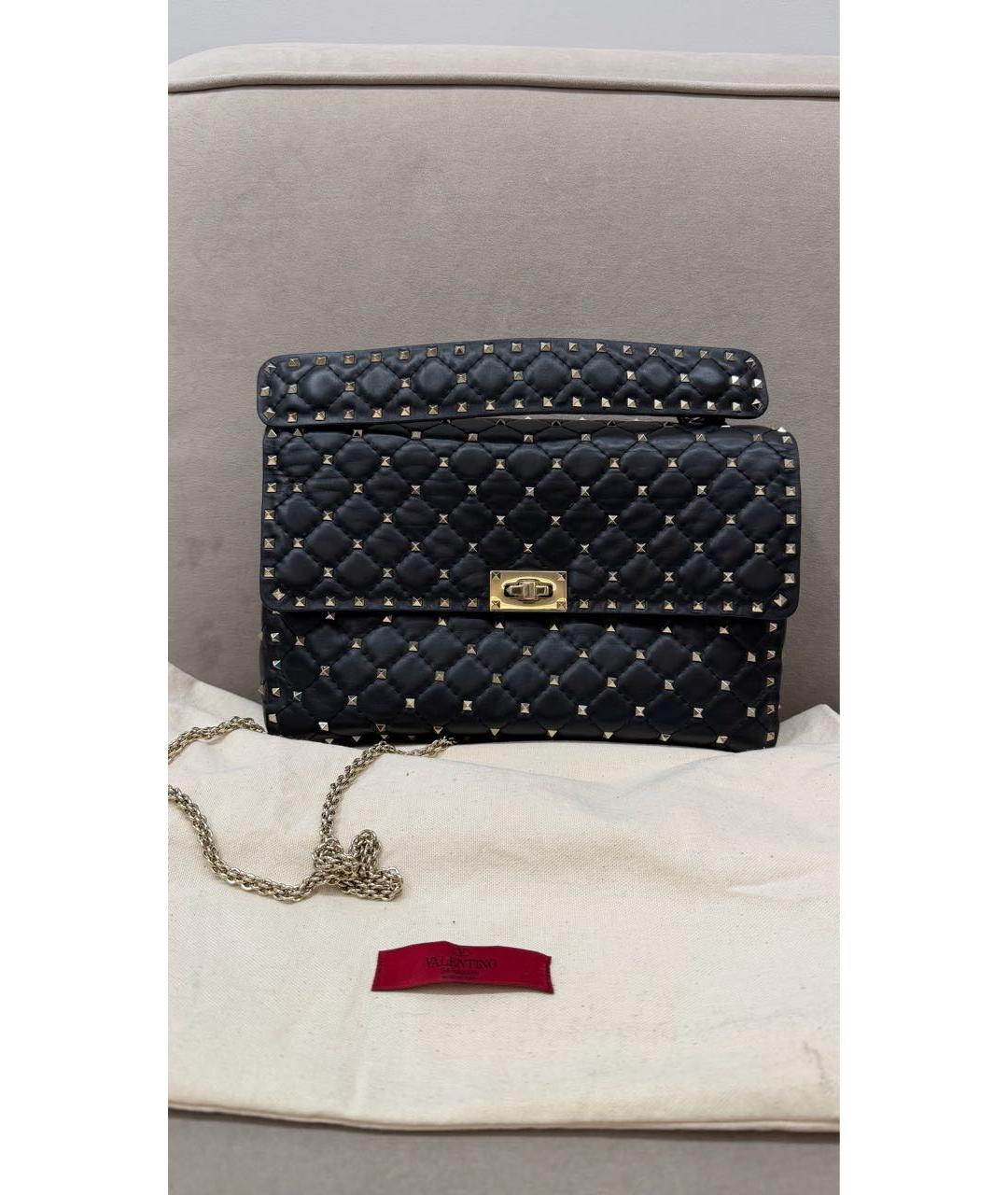 VALENTINO Черная кожаная сумка через плечо, фото 5
