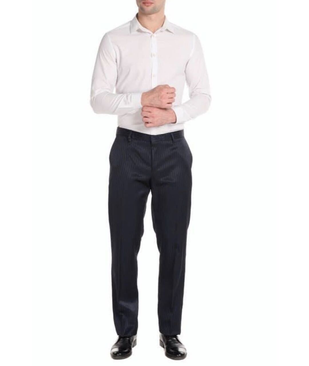 JOHN RICHMOND Антрацитовые шерстяные классические брюки, фото 3