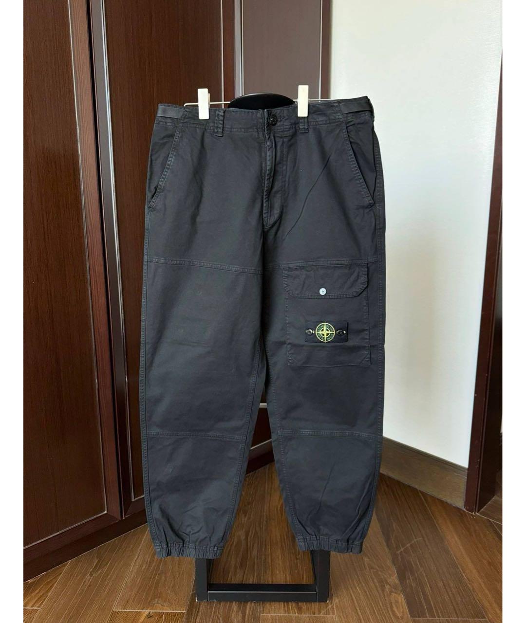 STONE ISLAND Черные хлопковые повседневные брюки, фото 3