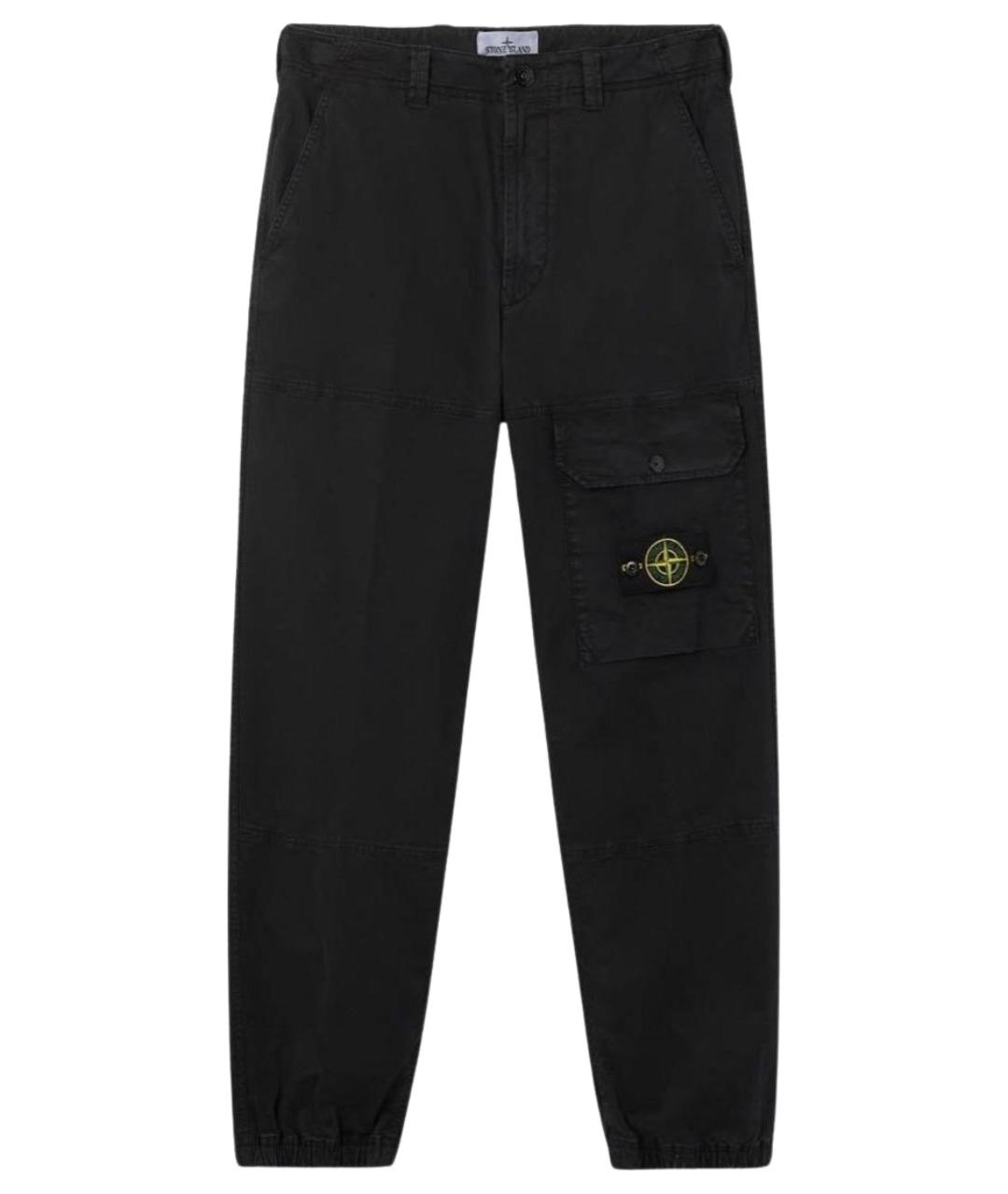 STONE ISLAND Черные хлопковые повседневные брюки, фото 1