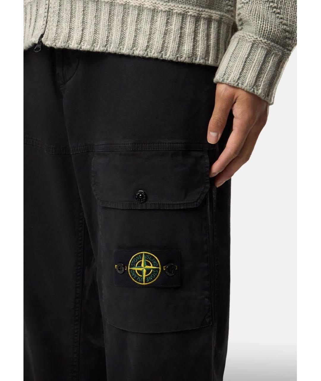 STONE ISLAND Черные хлопковые повседневные брюки, фото 4
