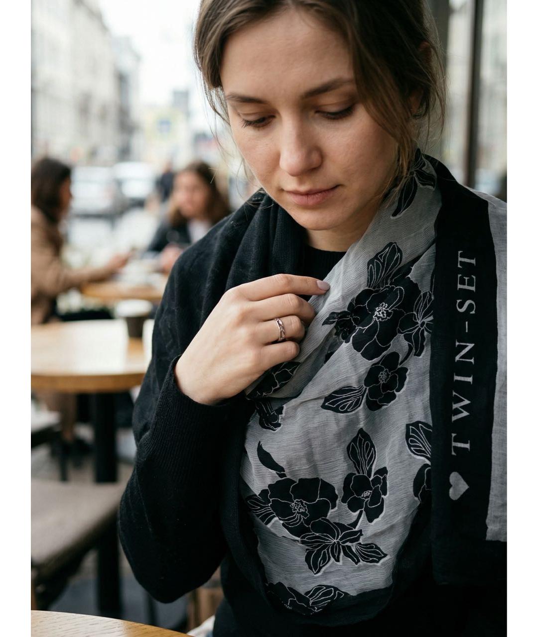 TWIN-SET Черный шелковый воротник, фото 3