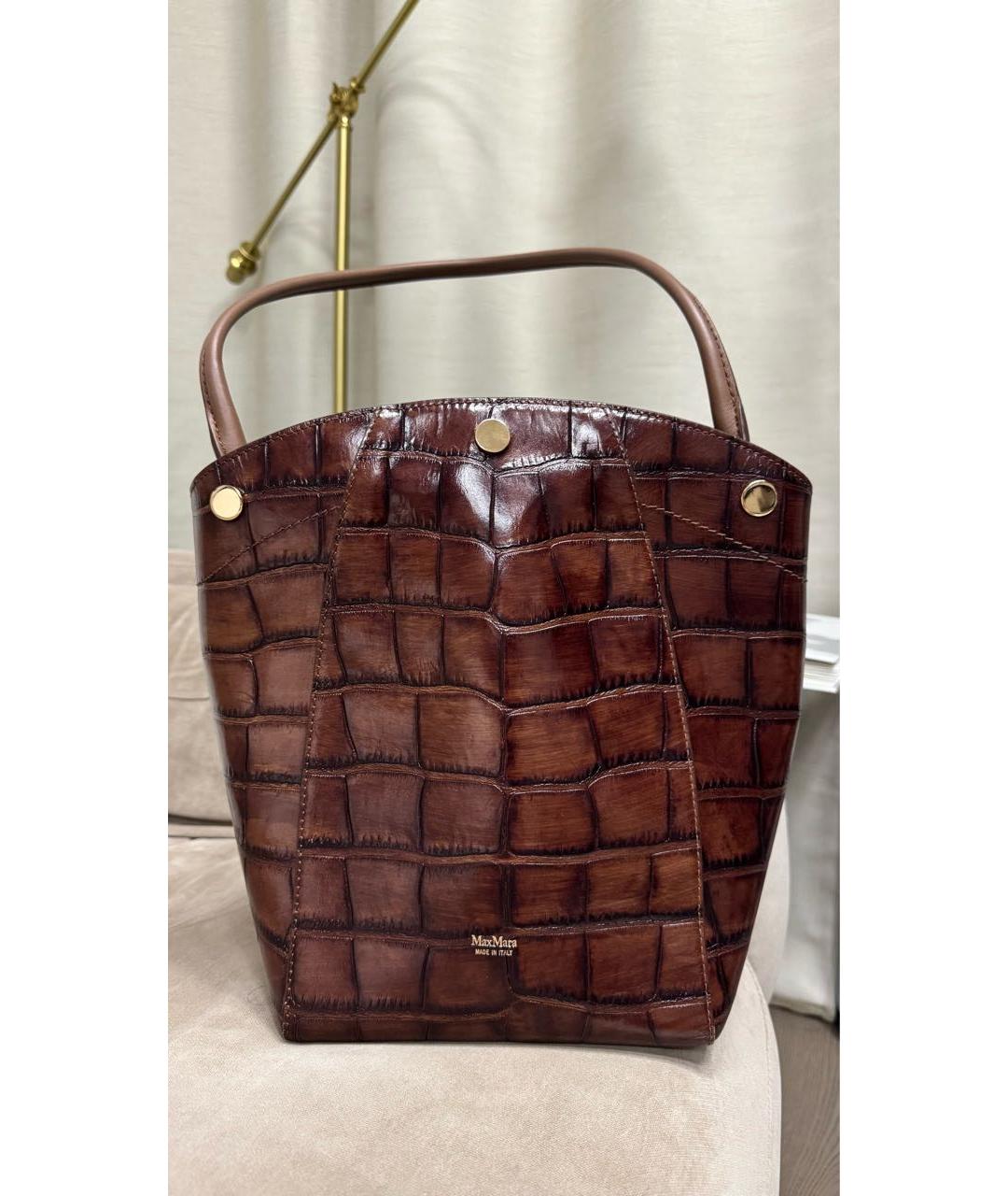 MAX MARA Коричневая кожаная сумка тоут, фото 4
