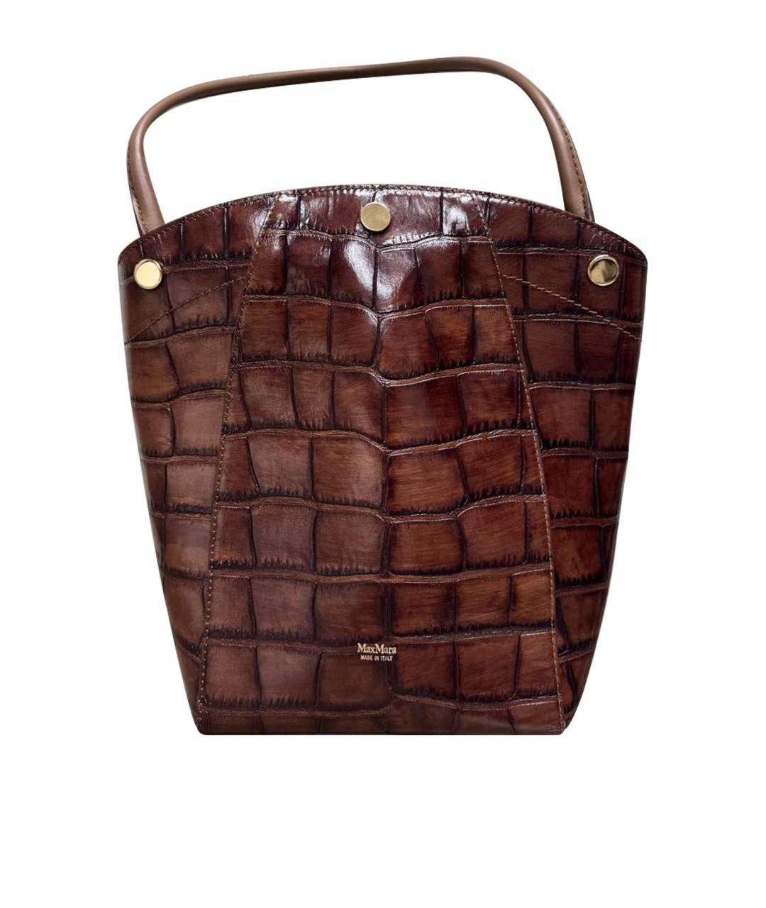 MAX MARA Коричневая кожаная сумка тоут, фото 1