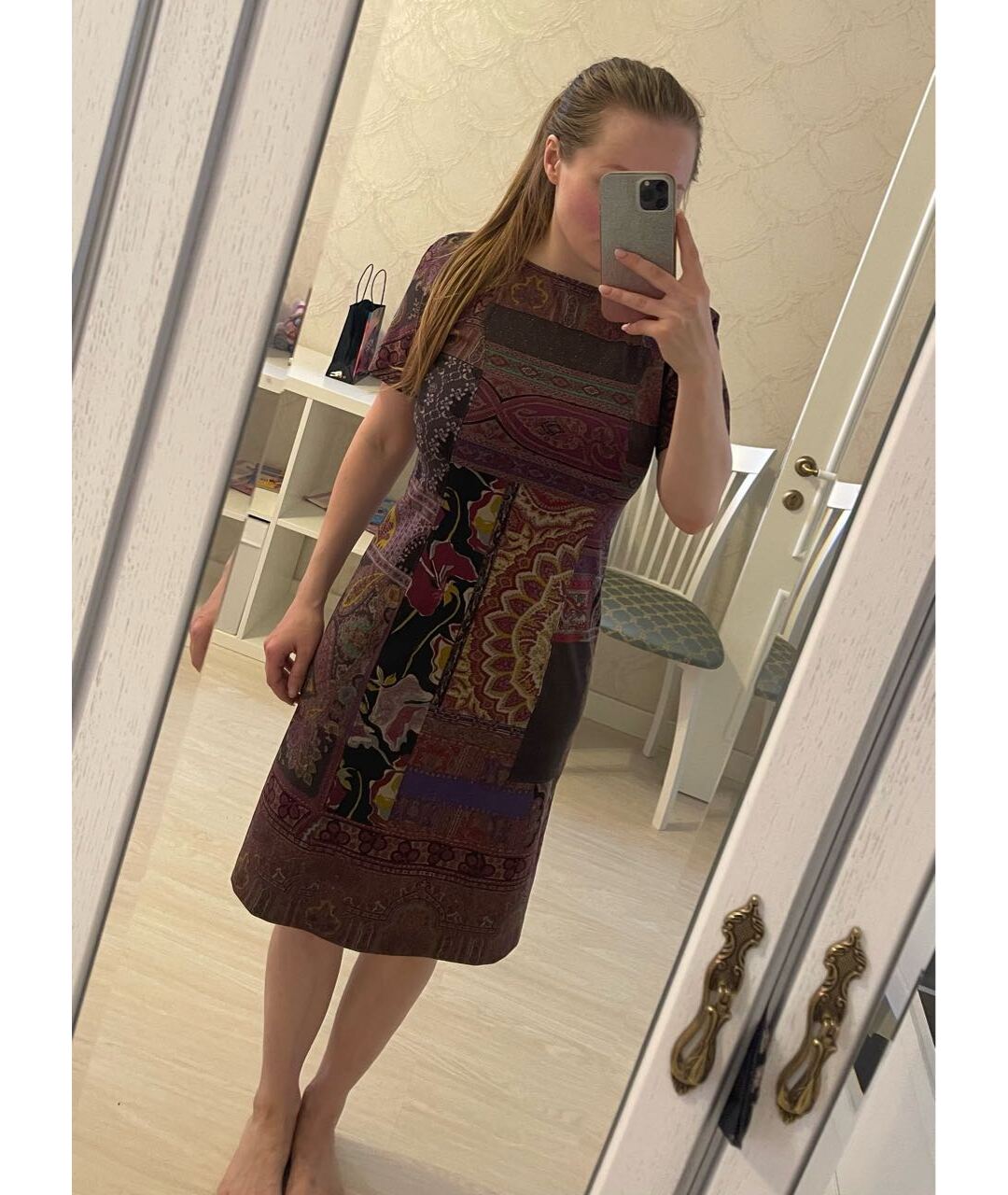 ETRO Фиолетовое шерстяное повседневное платье, фото 2