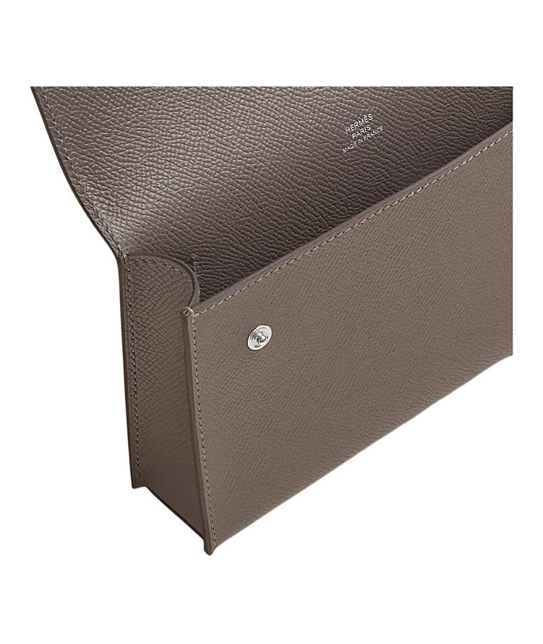 HERMES Серый кожаный кошелек, фото 4