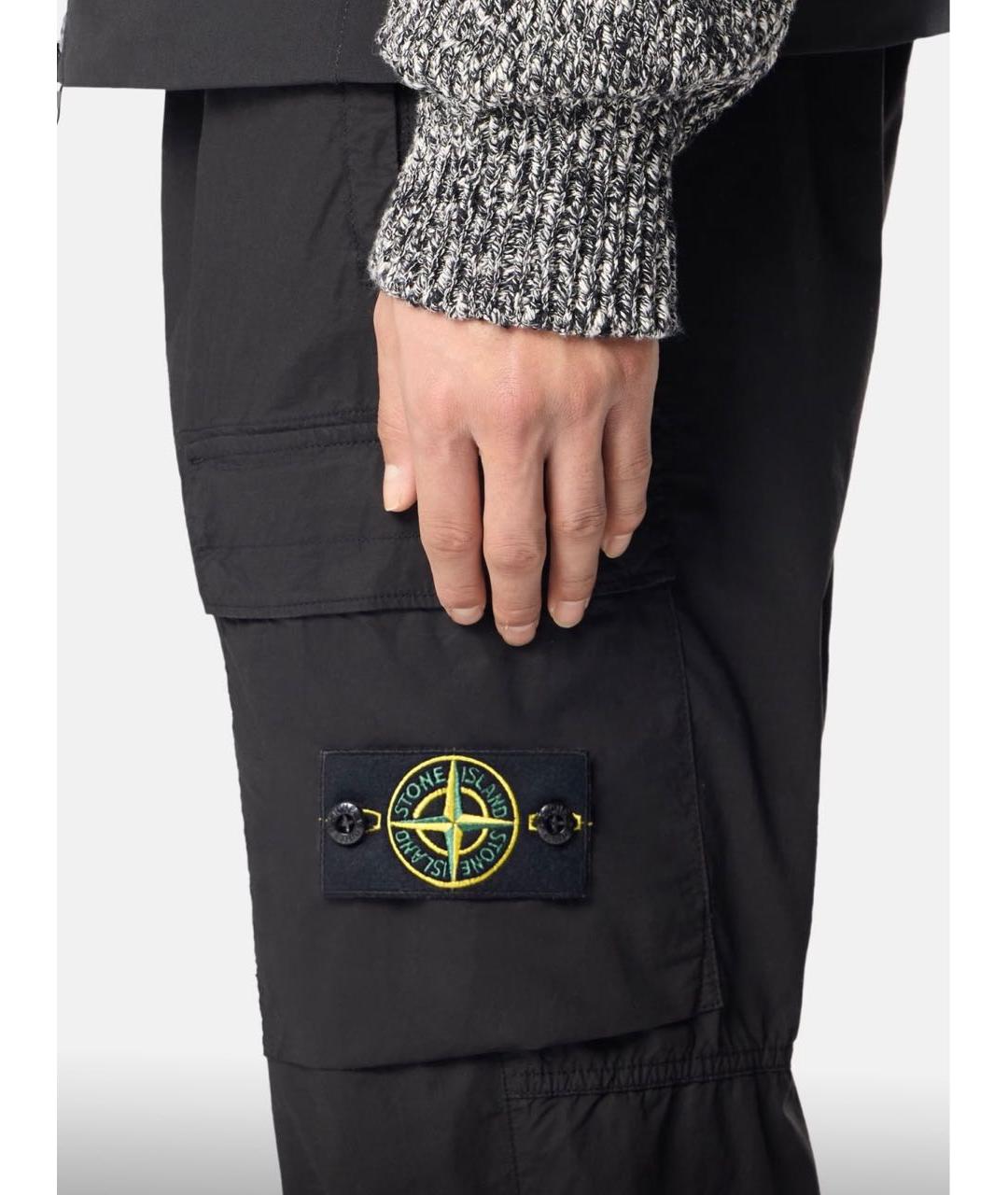 STONE ISLAND Черные хлопковые повседневные брюки, фото 3