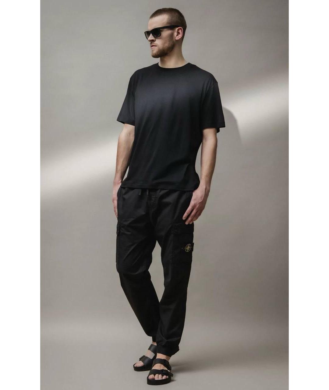 STONE ISLAND Черные хлопковые повседневные брюки, фото 5
