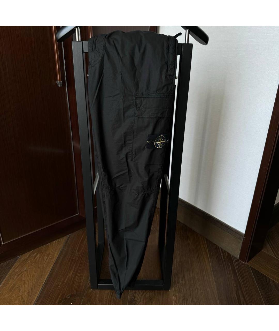 STONE ISLAND Черные хлопковые повседневные брюки, фото 4