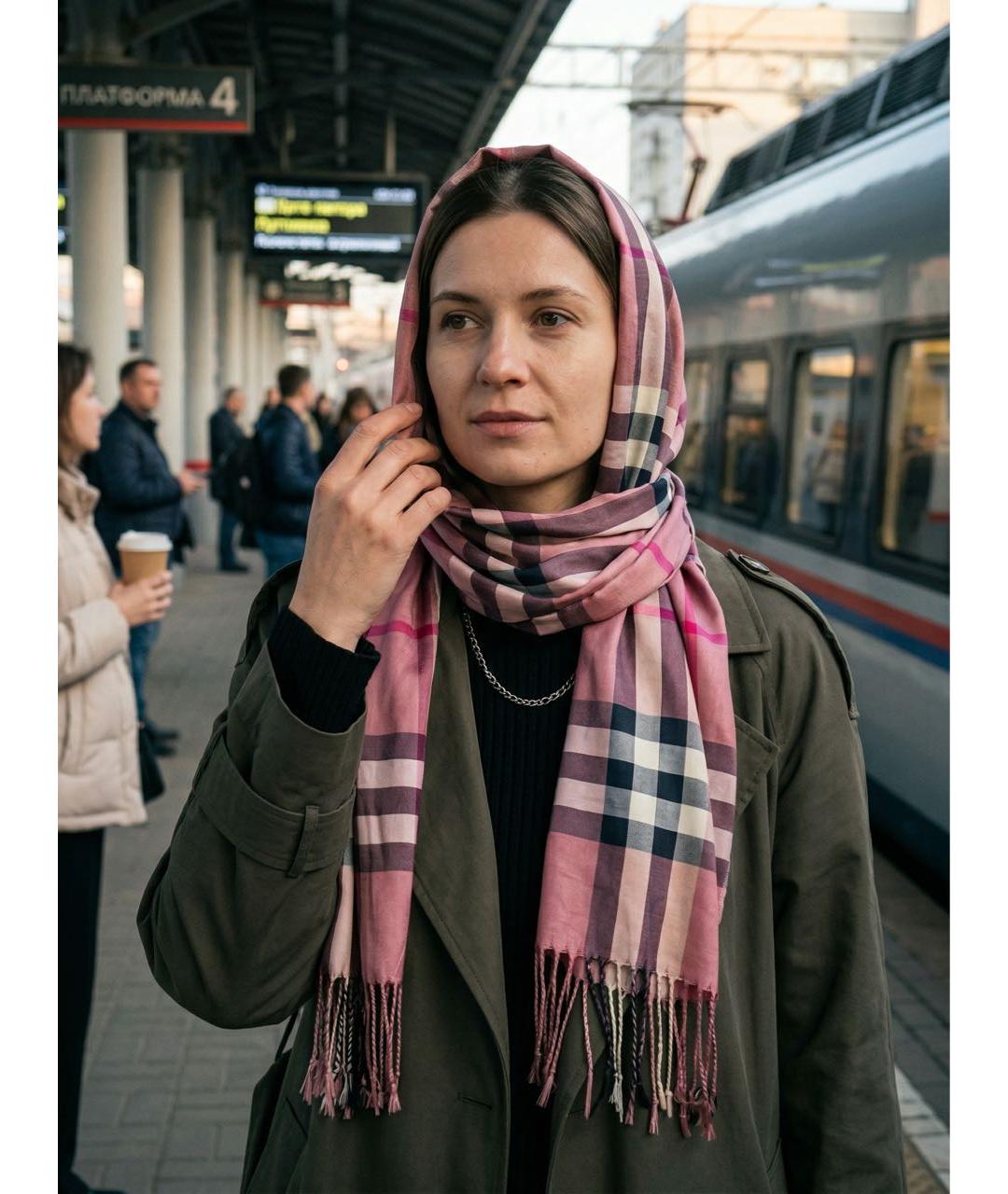 BURBERRY Розовый шарф, фото 2