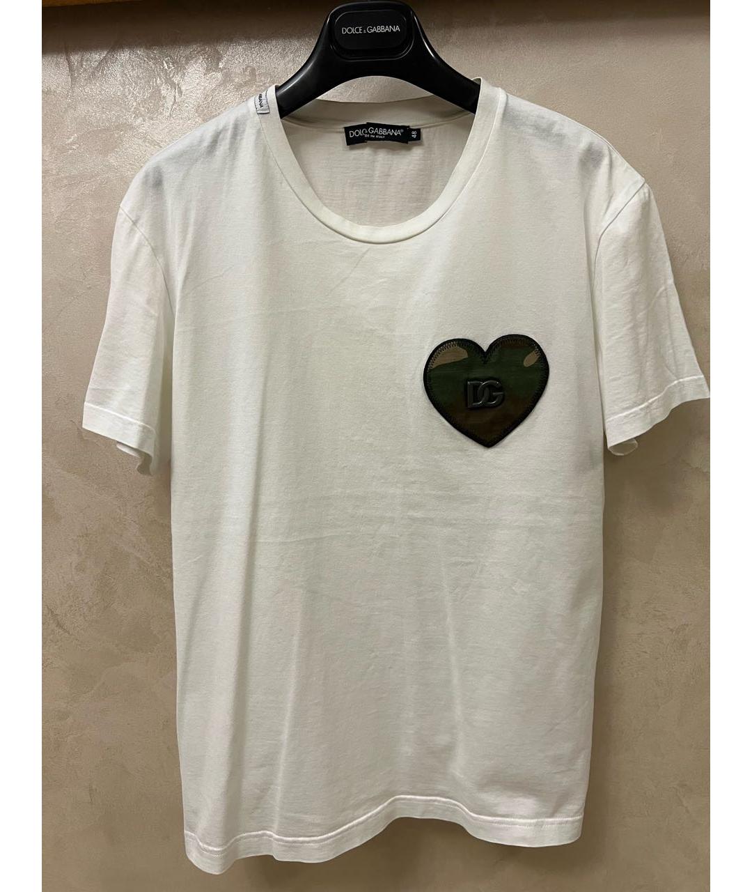 DOLCE&GABBANA Белая хлопковая футболка, фото 4