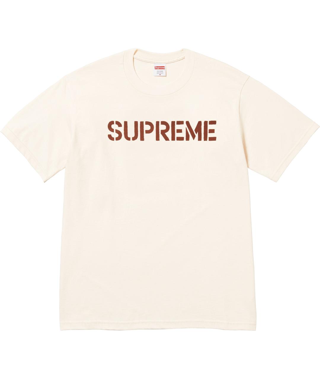 SUPREME Бежевая футболка, фото 1
