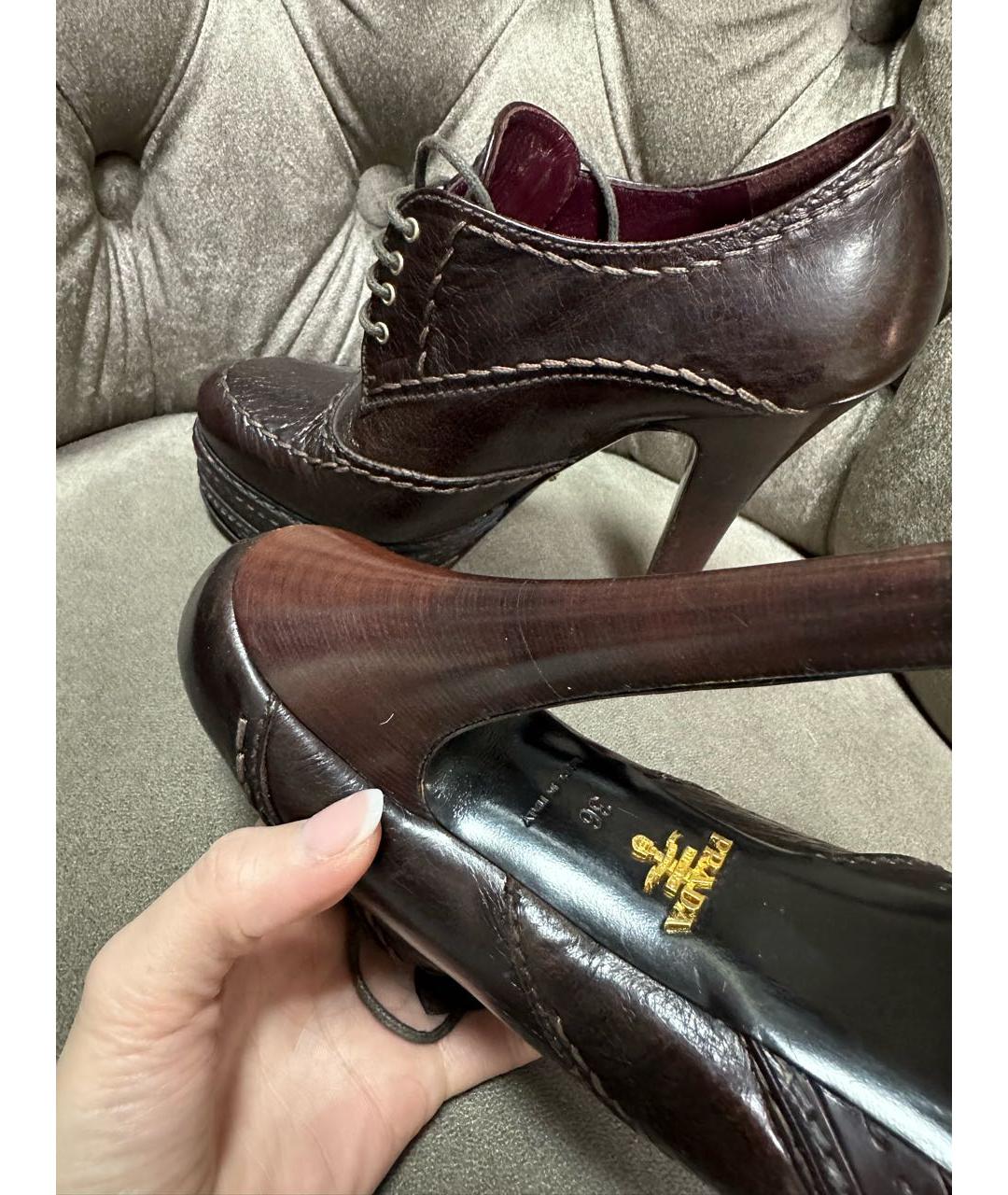 PRADA Бордовые кожаные ботильоны, фото 5