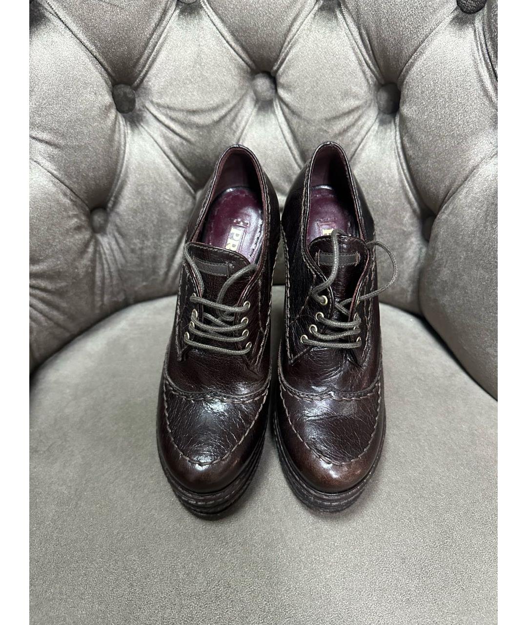 PRADA Бордовые кожаные ботильоны, фото 6