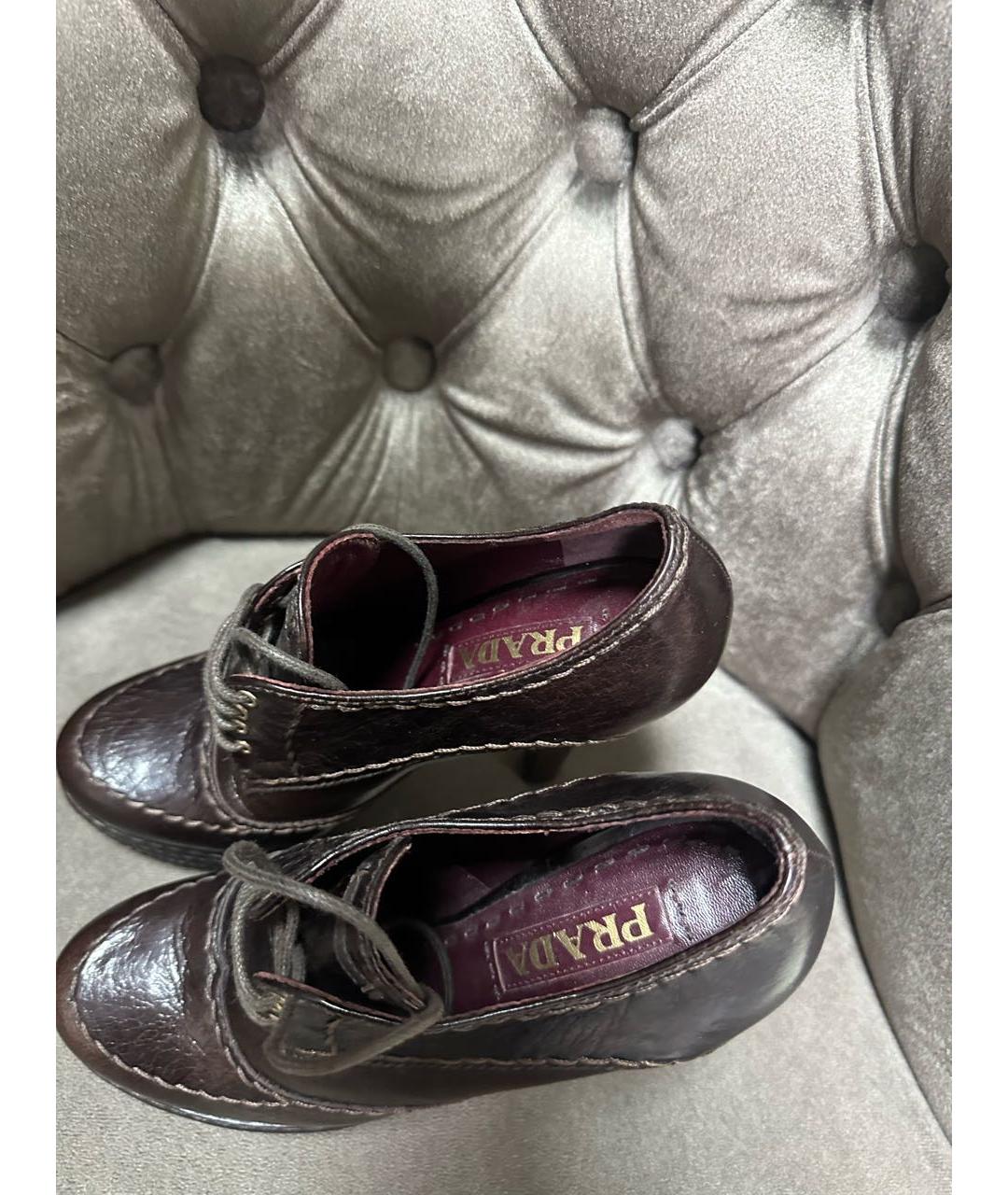 PRADA Бордовые кожаные ботильоны, фото 3