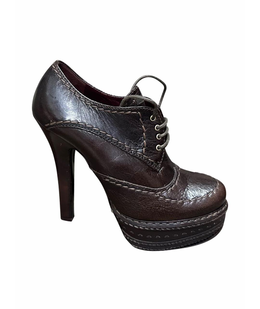 PRADA Бордовые кожаные ботильоны, фото 1