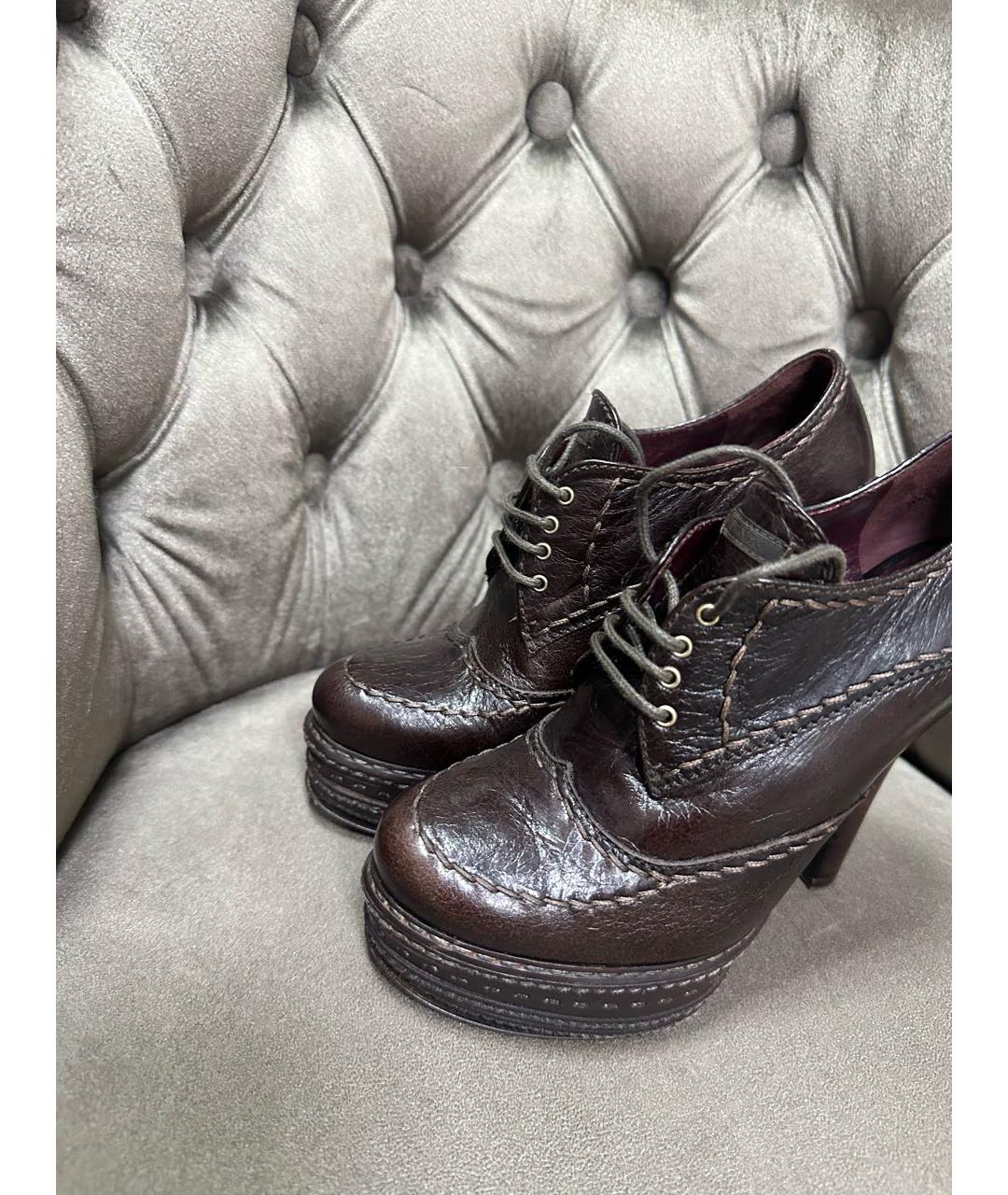 PRADA Бордовые кожаные ботильоны, фото 2