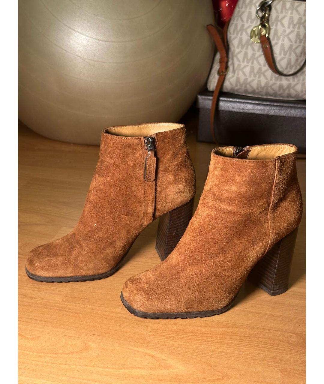 MAX MARA Коричневые замшевые ботильоны, фото 2