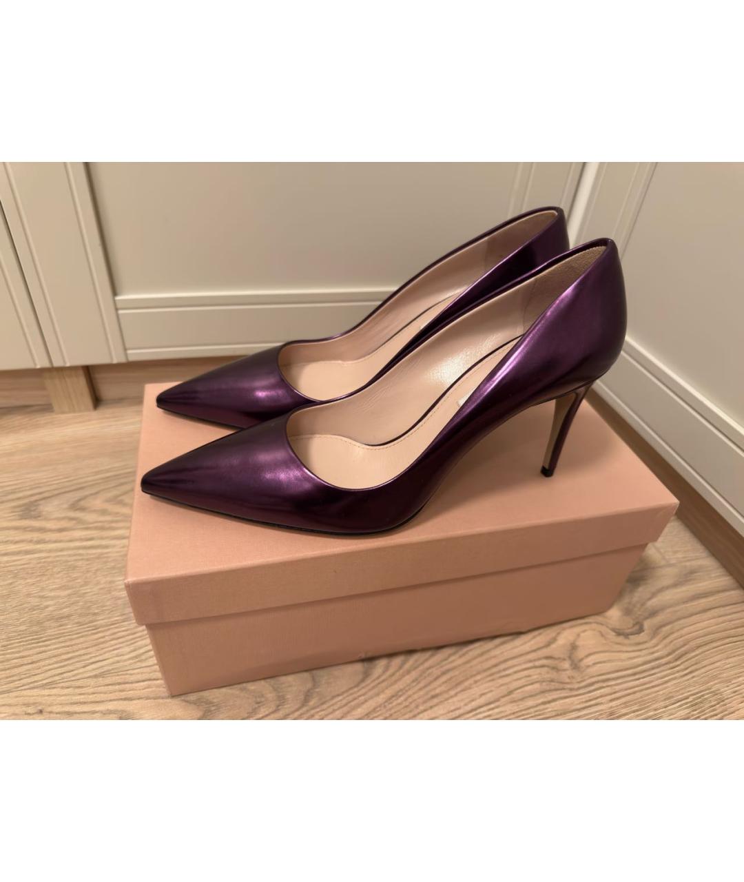 MIU MIU Фиолетовые туфли из лакированной кожи, фото 5