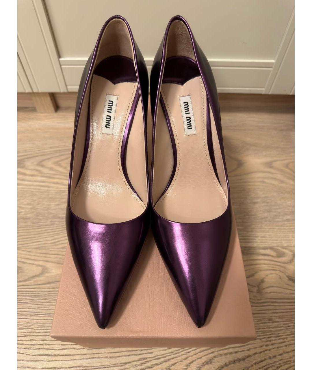 MIU MIU Фиолетовые туфли из лакированной кожи, фото 2