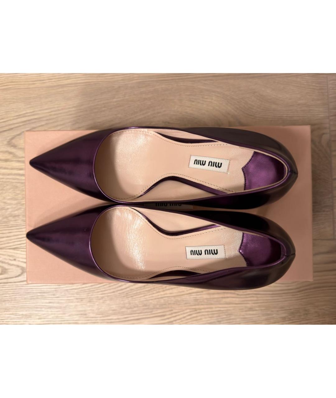 MIU MIU Фиолетовые туфли из лакированной кожи, фото 3