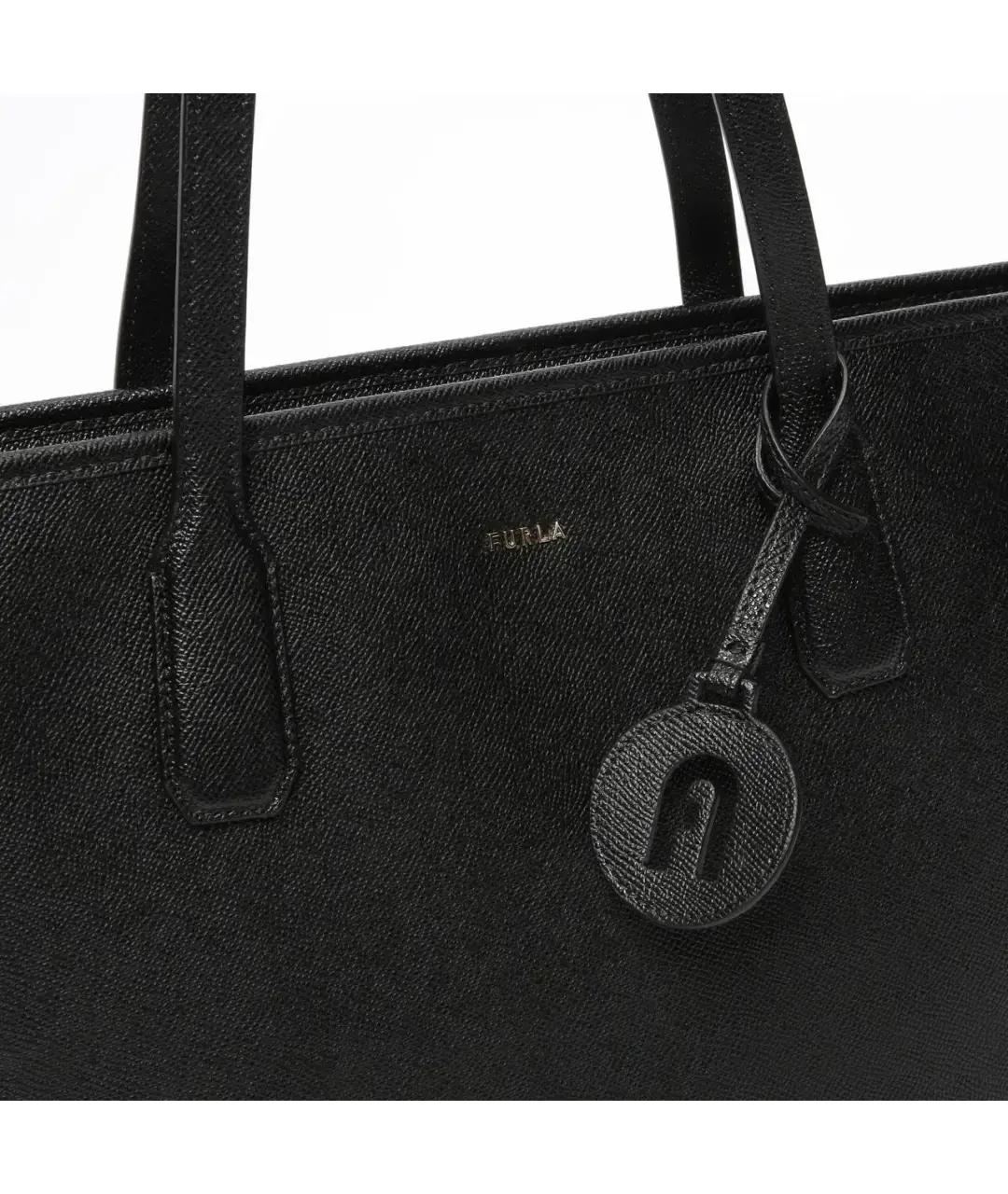 FURLA Черная кожаная сумка тоут, фото 4